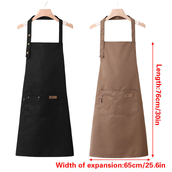 Work Apron Neck Strap Waist Tie Kitchen Cooking Bib Men Women Brown Aprons