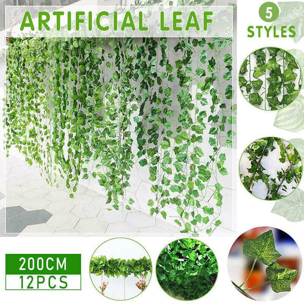 12 X 2M Artificial Ivy Vine Fake Foliage Flower Hanging Leaf Garland Plant Party Scindapsus Leaves Artificial Plants