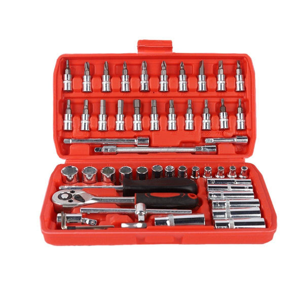 53Pcs Metric Deep Socket Set 1/4" Drive Wrench With Flexible Extension Bar Tools Socket Wrenches