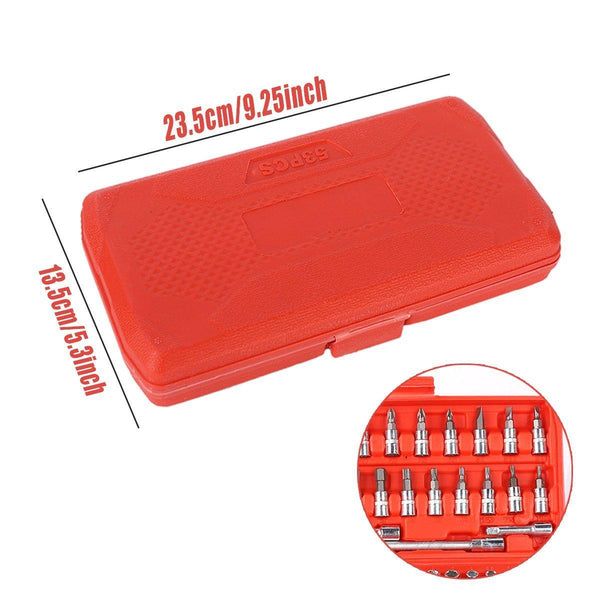 53Pcs Metric Deep Socket Set 1/4" Drive Wrench With Flexible Extension Bar Tools Socket Wrenches