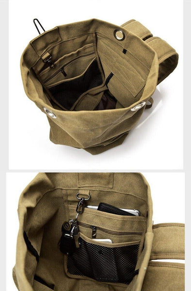 Large Capacity Travel Backpack For Men Outdoor Sports Bag Canvas Rucksack Black Big Bags