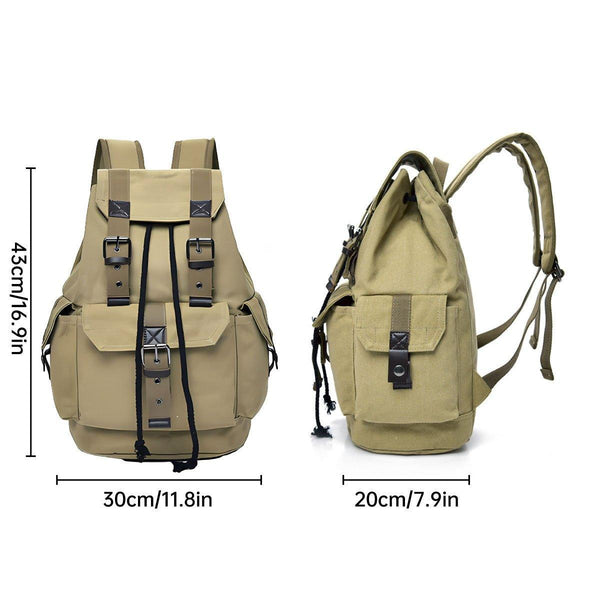 Unisex Retro Rucksack Large Capacity Travel Bag Leisure Backpack Schoolbag Khaki Backpacks & Bags