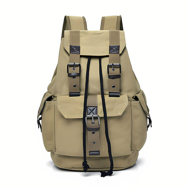 Unisex Retro Rucksack Large Capacity Travel Bag Leisure Backpack Schoolbag Khaki Backpacks & Bags