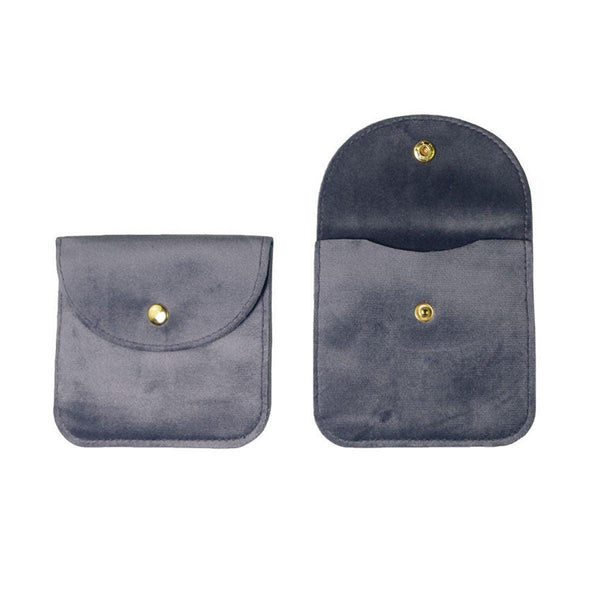 10Pcs Velvet Jewelry Pouch Button Closure Thick Soft Ring Necklace Storage Bag Grey Jewellery Holders & Organisers
