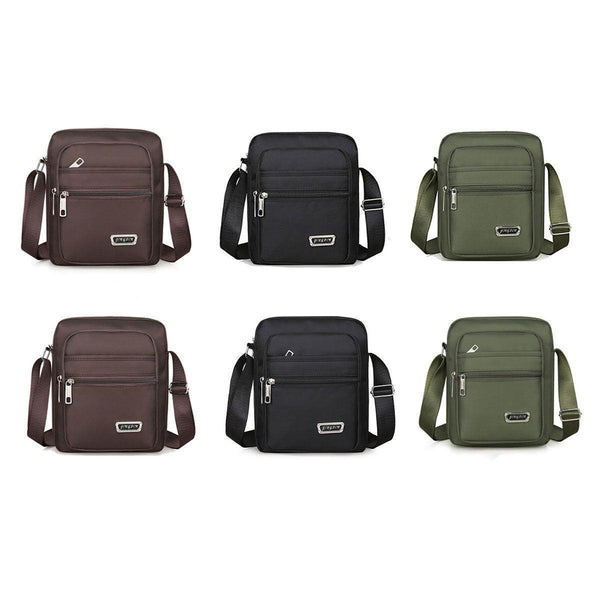 Mens Crossbody Shoulder Bag Travel Messenger Casual Handbag For Boys And Black 6 Zippers Bags