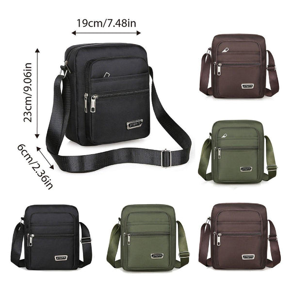 Mens Crossbody Shoulder Bag Travel Messenger Casual Handbag For Boys And Black 6 Zippers Bags