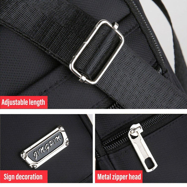 Mens Crossbody Shoulder Bag Travel Messenger Casual Handbag For Boys And Black 6 Zippers Bags