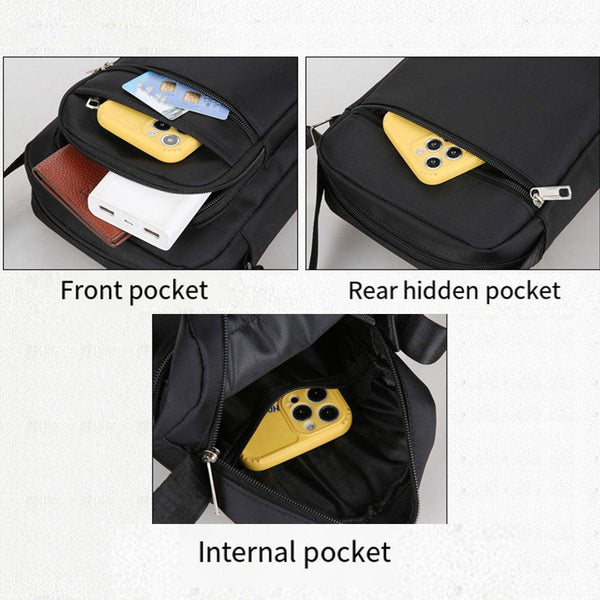 Mens Crossbody Shoulder Bag Travel Messenger Casual Handbag For Boys And Black 6 Zippers Bags