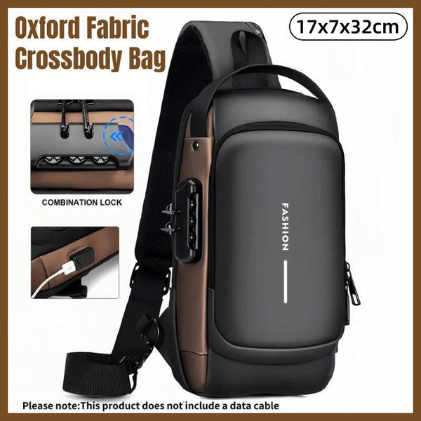 Multi Function Password Lock Shoulder Bag Anti Theft Crossbody Sling Travel Black Brown Bags