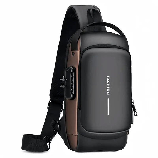 Multi Function Password Lock Shoulder Bag Anti Theft Crossbody Sling Travel Black Brown Bags