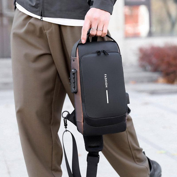 Multi Function Password Lock Shoulder Bag Anti Theft Crossbody Sling Travel Black Brown Bags