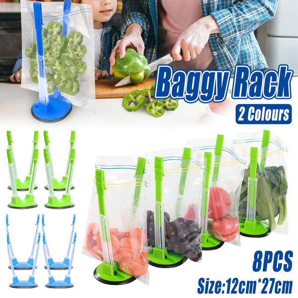 8Pcs Kitchen Bag Holder Stand Plastic Storage Rack Food Organizer Other Kitchen Storage