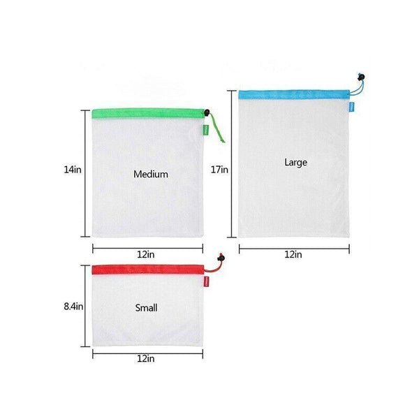 Eco Friendly Reusable Mesh Produce Bags Superior Double Stitched Strength 5Pcs Large Blue Food Storage Bags