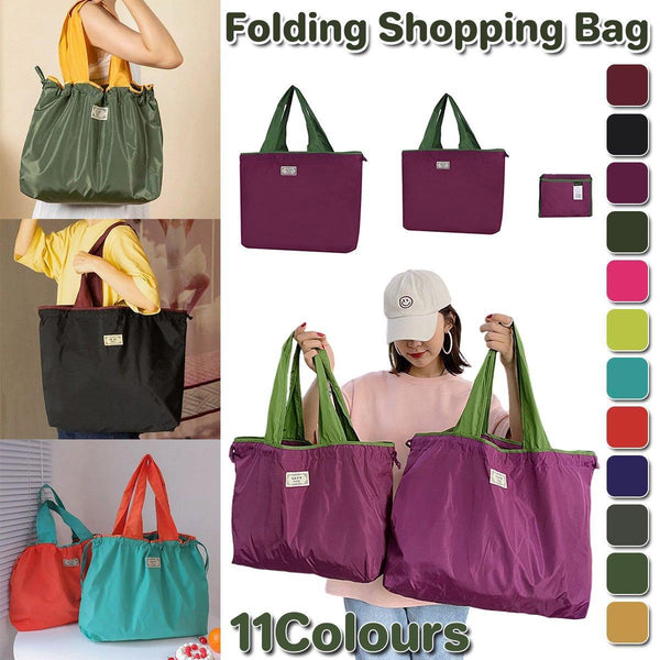 Ultra Light Foldable Large Capacity Portable Shopping Bag With Drawstring Mouth Purple Reusable Shopping Bags