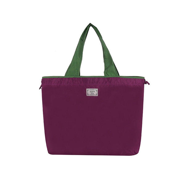 Ultra Light Foldable Large Capacity Portable Shopping Bag With Drawstring Mouth Purple Reusable Shopping Bags