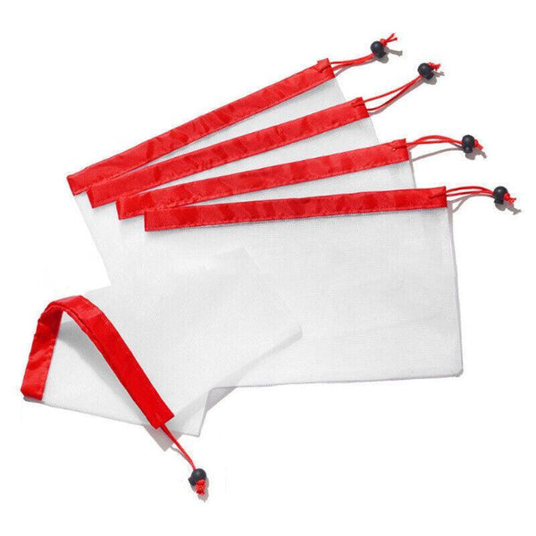 Up 15X Eco Friendly Reusable Mesh Produce Bags Superior Double Stitched Strength 5Pcs Small Red Reusable Shopping Bags