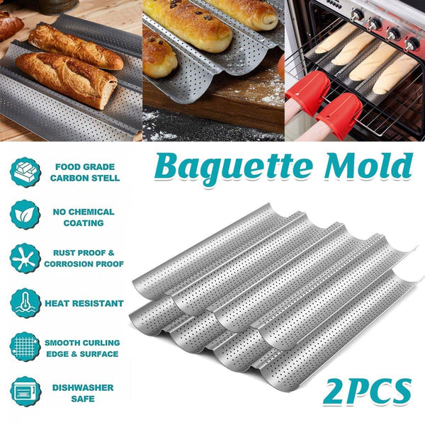 Non Stick French Baguette Pan Bread Baking Mould Loaves Mold Cooking Steel Tray Baking Trays
