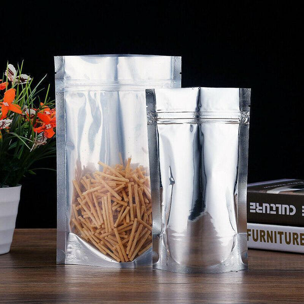 Clear Aluminum Foil Mylar Stand Up Retail Bags Zip Lock Pouches Packaging 9*14+3Cm 50Pcs Other Envelopes & Mailers