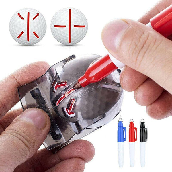 Sports Alignment Golf Ball Marker 3 Line Tool Drawing Liner Set Stencil Green + Yellow Ball Markers
