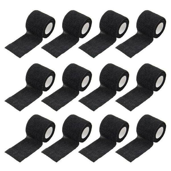 12 Multi Size Self Adhesive Cohesive Pet Bandage Wraps 12Pcs Black 5Cm X 4.5M Bandages Gauze & Dressings