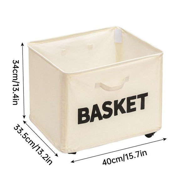 Rolling Storage Basket With Wheels For Under Desk Or Shelf Organisation Beige Storage Boxes