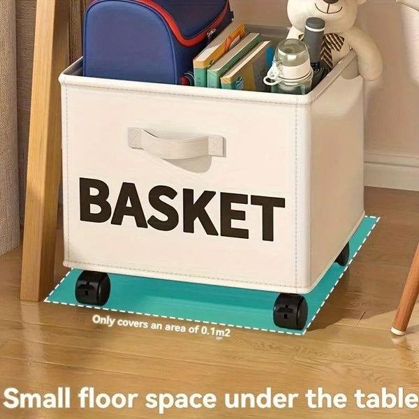 Rolling Storage Basket With Wheels For Under Desk Or Shelf Organisation Beige Storage Boxes