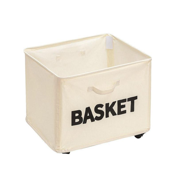 Rolling Storage Basket With Wheels For Under Desk Or Shelf Organisation Beige Storage Boxes
