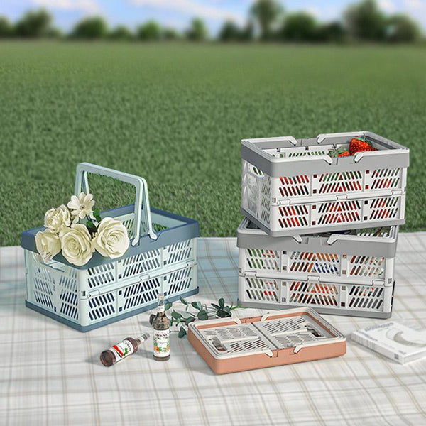 Foldable Picnic Basket Lightweight Storage For Outdoor Use Grey Picnic Baskets & Backpacks