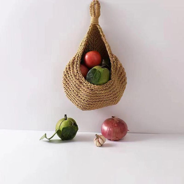 Hanging Wall Organizer Vegetable Fruit Basket Kitchen Storage Pouch Bag Diy 6Size M Storage Bins & Baskets
