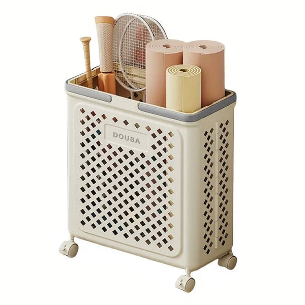 Folding Laundry Basket With Wheel Large Capacity Removable Dirty Clothes Storage Beige M Laundry Baskets & Hampers