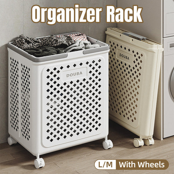 Folding Laundry Basket With Wheel Large Capacity Removable Dirty Clothes Storage White M Laundry Baskets & Hampers