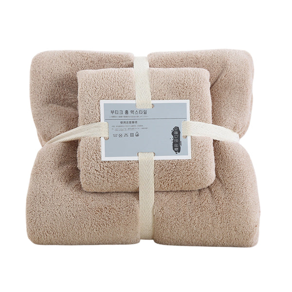 Coral Velvet Towel Set Bath Towels Soft Absorbent Quick Dry Face Hand Cloth Home Brown Towels & Washcloths