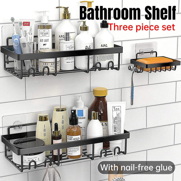 Perforation Free Bathroom Shelf Space Saving Storage Rack Organizer For Home Use Bathroom Storage & Organisers