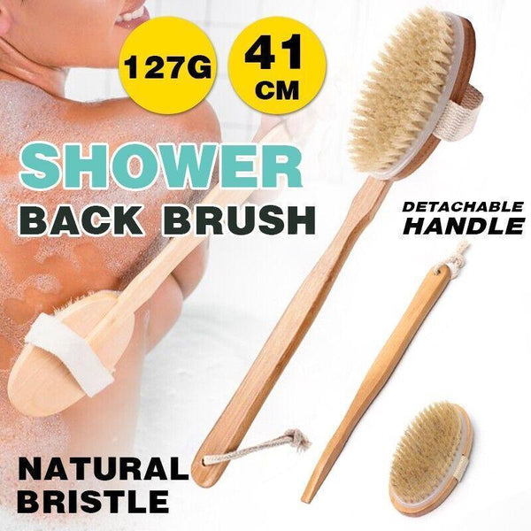 Long Handle Back Brush With Natural Bristles For Shower And Bath Bath Brushes & Sponges
