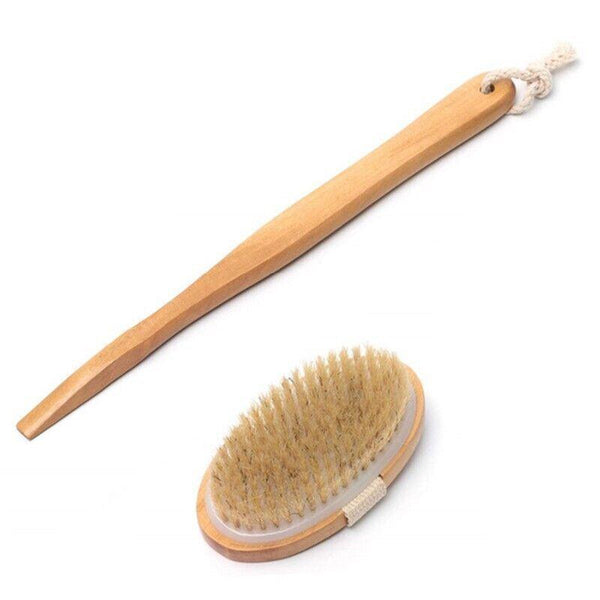 Long Handle Back Brush With Natural Bristles For Shower And Bath Bath Brushes & Sponges