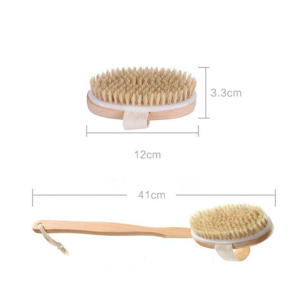 Long Handle Back Brush With Natural Bristles For Shower And Bath Bath Brushes & Sponges