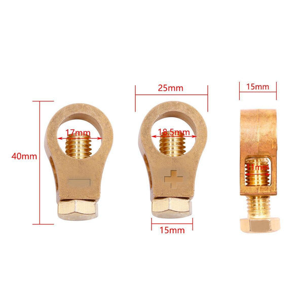 2 Pairs Cable Clamp Battery Clips Car Positive Negative Pure Copper Terminals Jump Starters