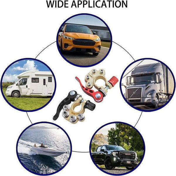 Heavy Duty Car Battery Terminal Clamp 2Pcs Quick Release Brass Connector Jump Starters