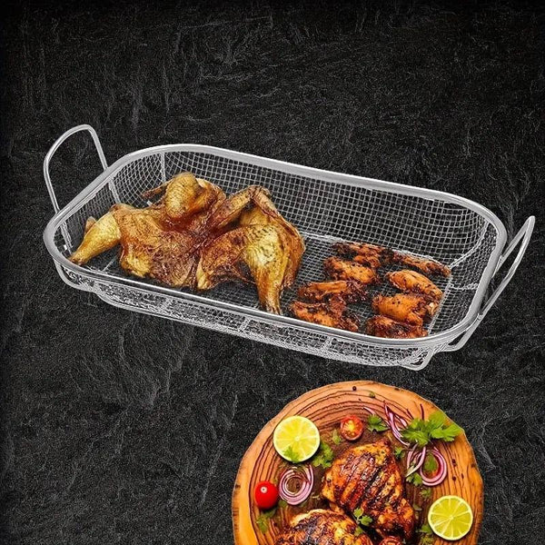 Stainless Steel Square Barbecue Basket Multifunctional Tray Grilling Vegetables Barbecue Accessories
