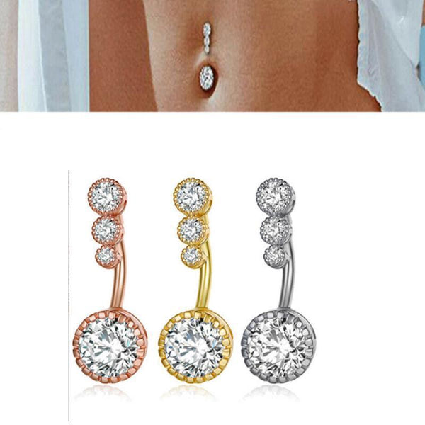 Belly Button Rings Bar Navel Steel Copper Zirconia Piercing Body Rose Gold Body Piercing Jewellery