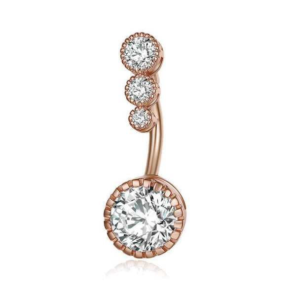 Belly Button Rings Bar Navel Steel Copper Zirconia Piercing Body Rose Gold Body Piercing Jewellery