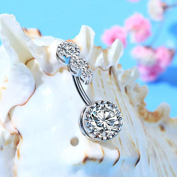 Belly Button Rings Bar Navel Steel Copper Zirconia Piercing Body Silver Body Piercing Jewellery
