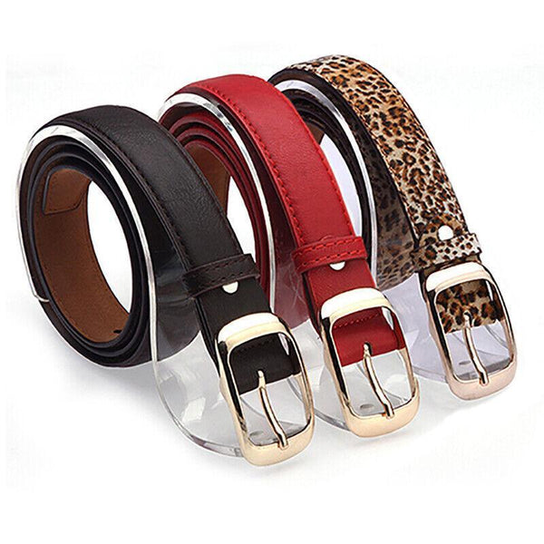 Ladies Leather Belt Classic Buckle Fashion Waist Strap For Jeans Dresses Casual Leopard Belts