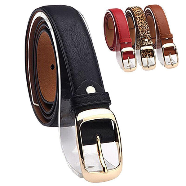 Ladies Leather Belt Classic Buckle Fashion Waist Strap For Jeans Dresses Casual Leopard Belts