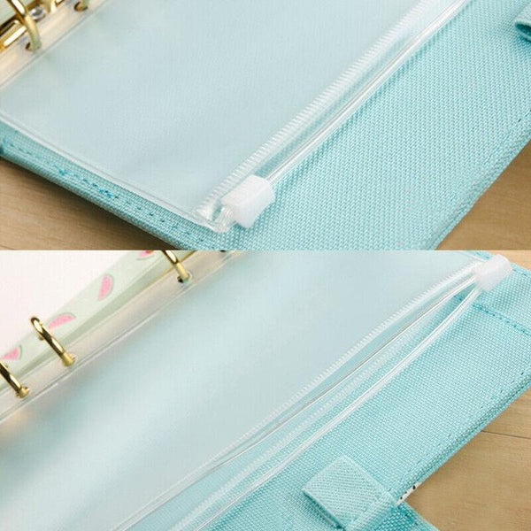 12X A6/A7 Binder Pocket Zipper Holes Pvc Document Filling Bags Clear Kit School Supplies