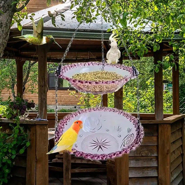 Outdoor Hanging Bird Feeder Bath Garden Patio Decoration For Attracting Birds Grey Feeders