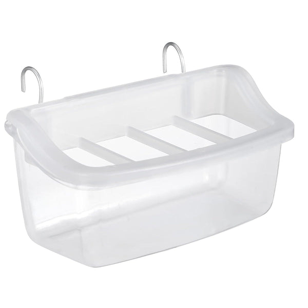 Clear Bird Feeder Box Parrot Food Dispenser Cage Sink Container Hanging Supplies Bird Feeders