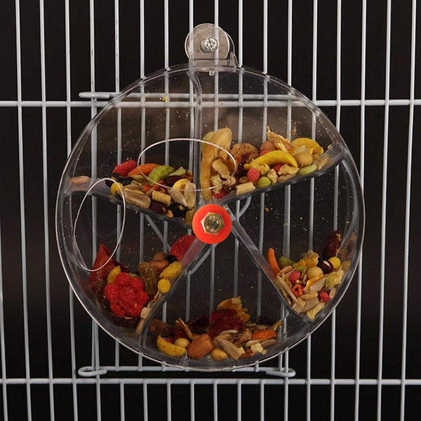 Parrot Foraging Toy Bird Chew Wheel Food Dispenser Divider Box Cage Accessory Blue Birds Toys