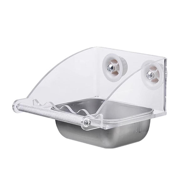 Parrot Stainless Steel Food Bowl Bird Feeder Cage Hanging Dish For Pet Birds L Feeders