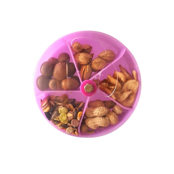Parrot Foraging Toy Bird Chew Wheel Food Dispenser Divider Box Cage Accessory Blue Birds Toys
